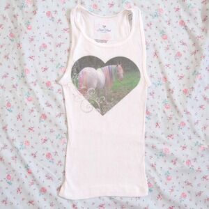 y2k rainbow pony heart graphic ribbed tank top fitted cami